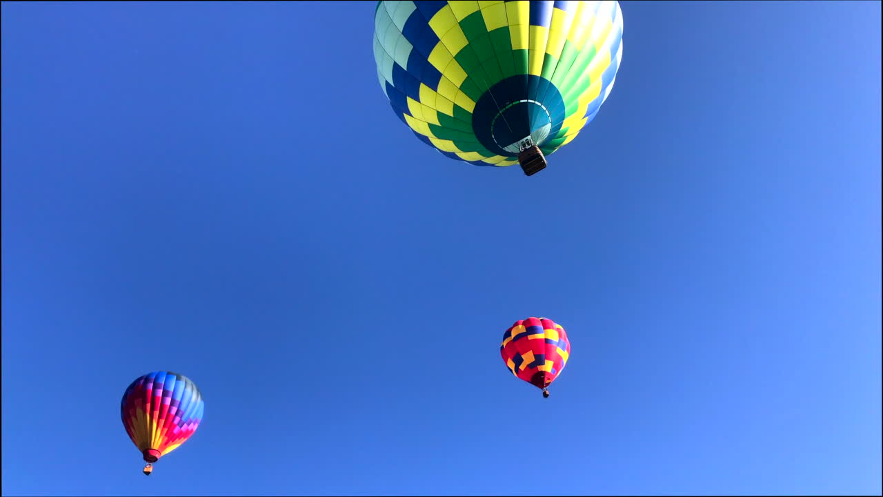 3 Hot Air Balloons Overhead, Rotate Free Stock Video Footage Download Clips