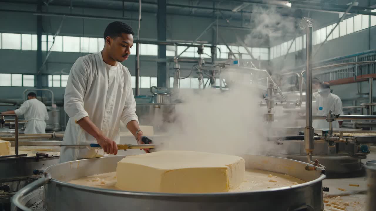 Butter production in a factory