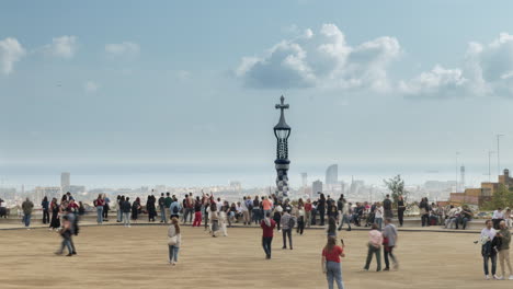 timelapse of the barcelona skyline shot from parc guell.