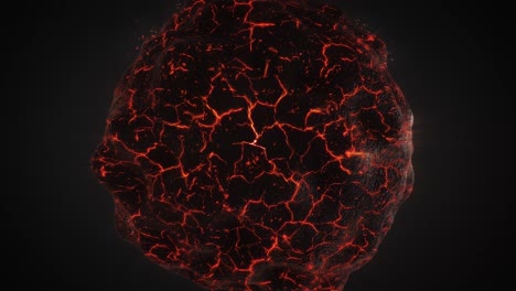 una esfera de lava de magma rojo caliente con fondo negro.
