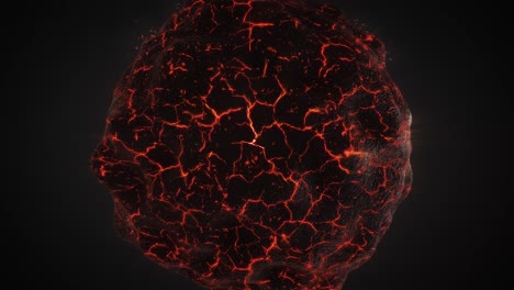 red-hot magma lava orb in black backdrop.