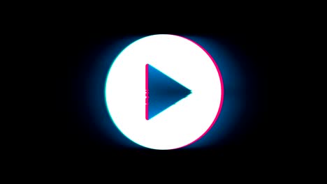 play video symbol on glitch retro vintage animation.