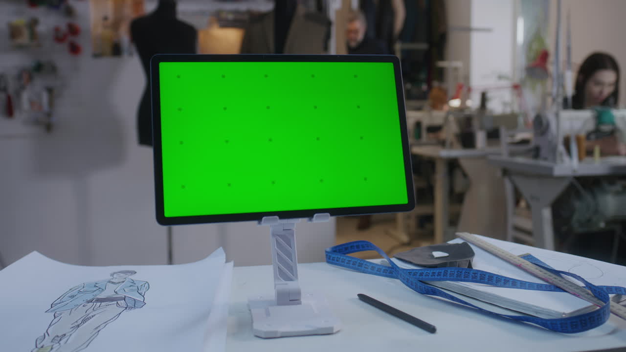 Fashion Design Studio with Tablet and Sketches