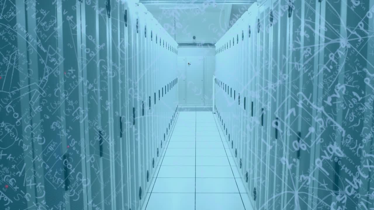 animación de fórmulas matemáticas en la sala del servidor