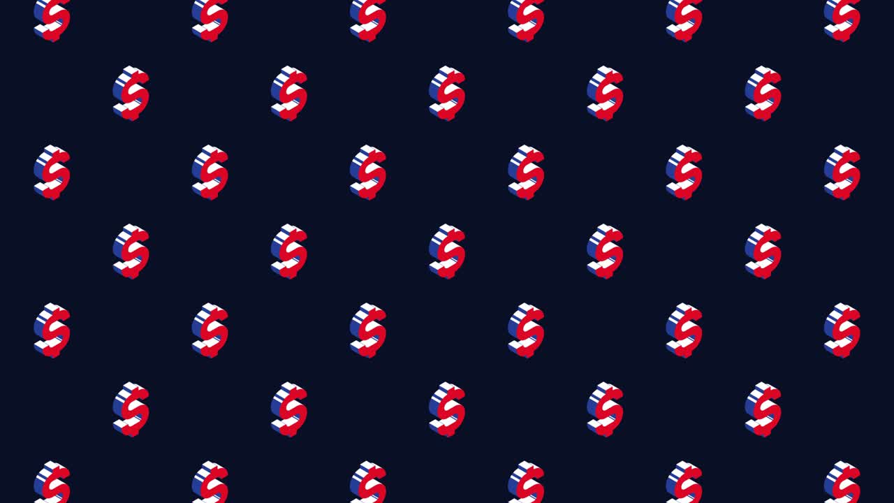 símbolos isométricos de dólares estadounidenses patrón animado en un fondo oscuro gráficos de animación de bucle sin costuras