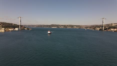 ship at bosphorus istanbul aerial view