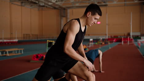 athletes warming up