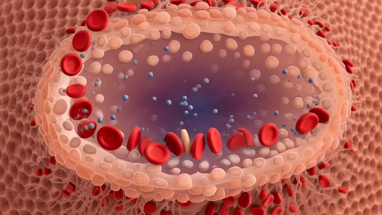 3D Animation of Blood Cells Moving Through a Capillary Vessel
