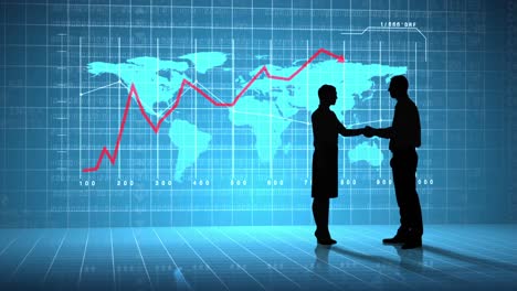 Business-people-shaking-hands-in-front-of-global-business-interface