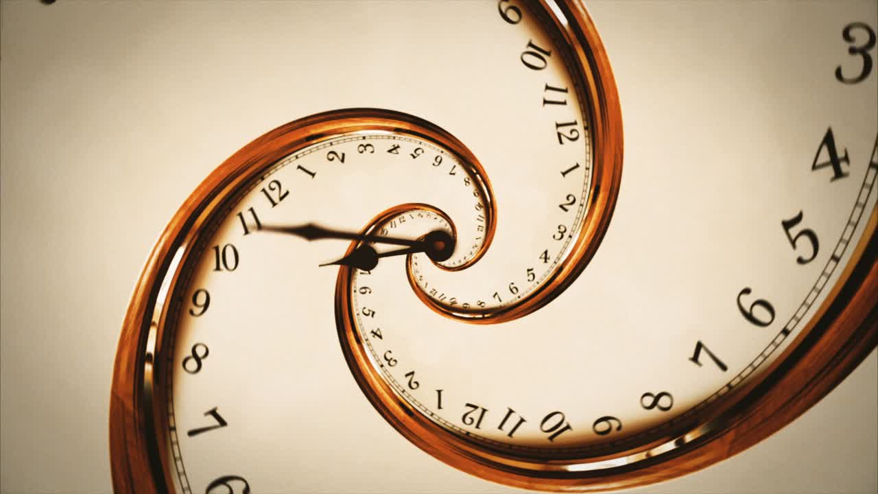 Rotating spiral of clock from numbers abstract seamless animation
