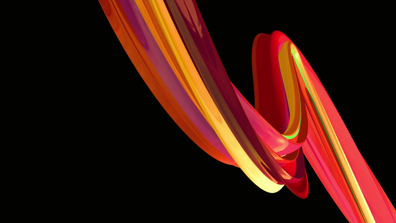 Abstrakte 3D-Bewegungsgrafik mit bunten wirbelnden Bändern
