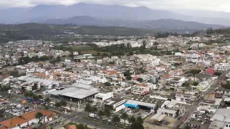 aerial view of a sprawling city with diverse architecture and surrounding natural landscape