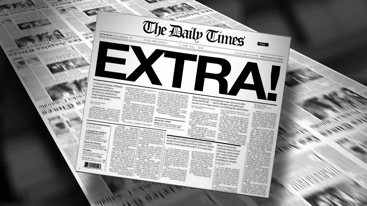 Extra! Newspaper Headline (Reveal and Loop) 4K HD Animation