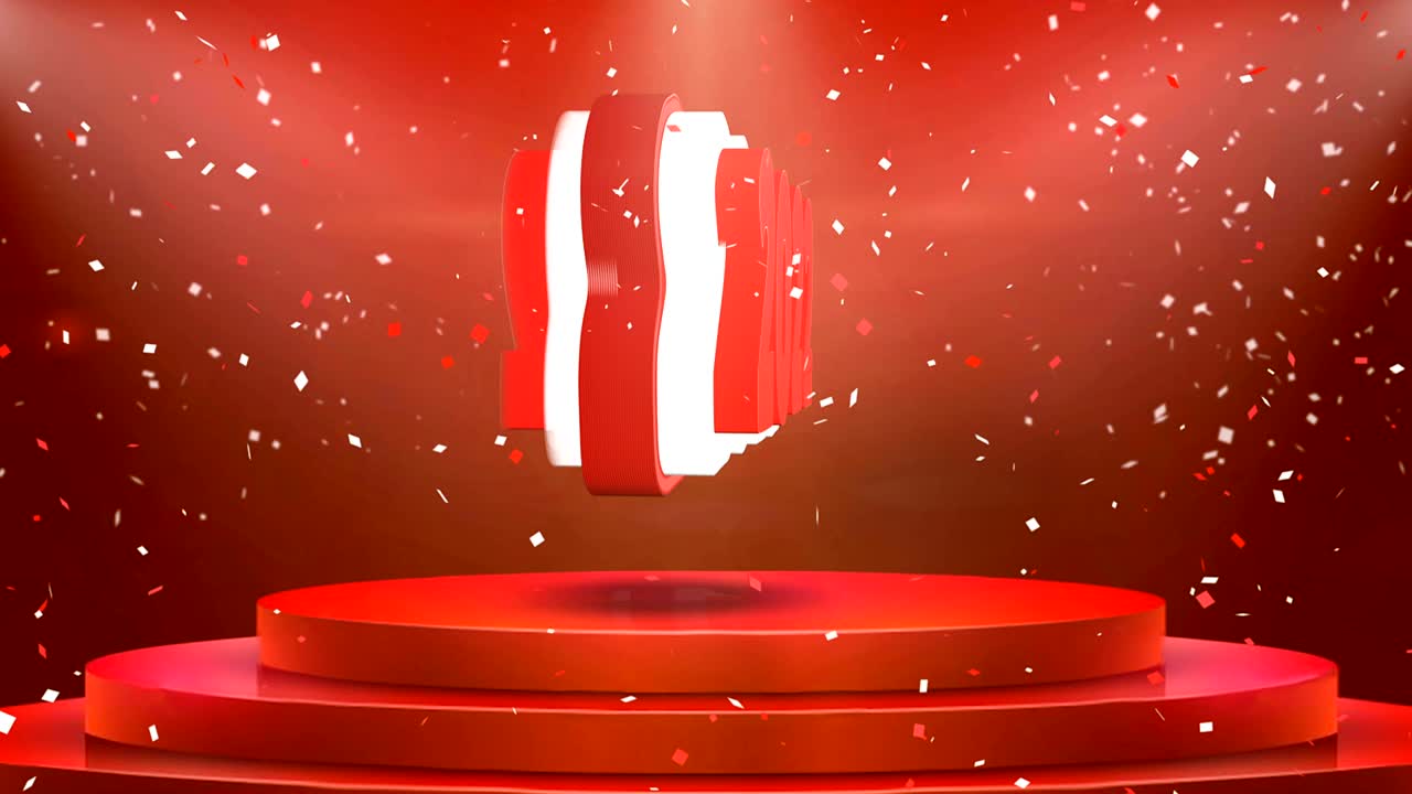2022 Text Animation Stage Podium Confetti Loop Animation