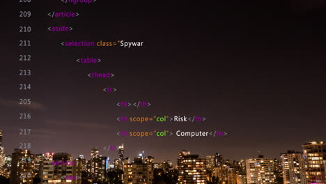 Animation of data processing over cityscape