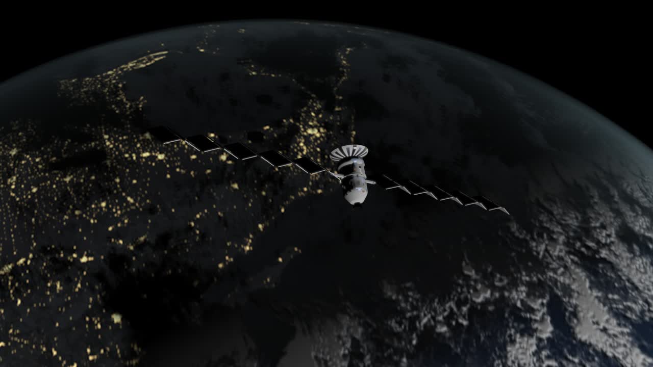 satélite sin costura en órbita terrestre