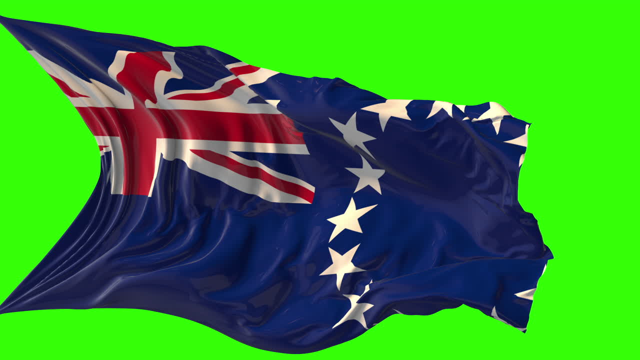 Cook Islands Flag Waving on Green Screen