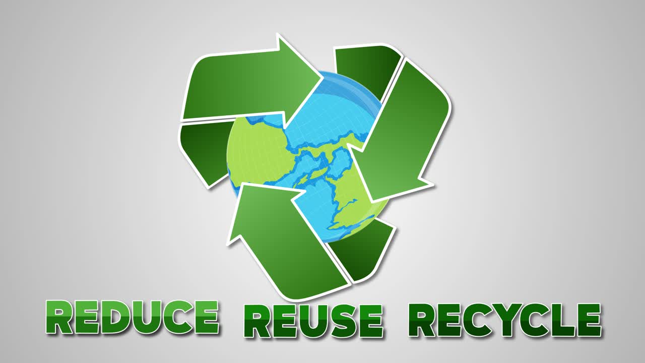 la tierra se transforma dentro del símbolo del reciclaje.