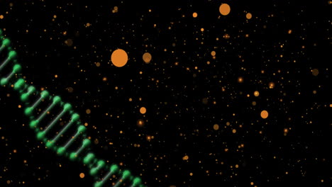 animación de la cadena de adn sobre puntos en movimiento
