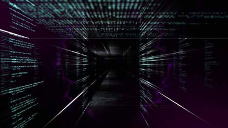 animación del procesamiento de datos sobre un fondo negro