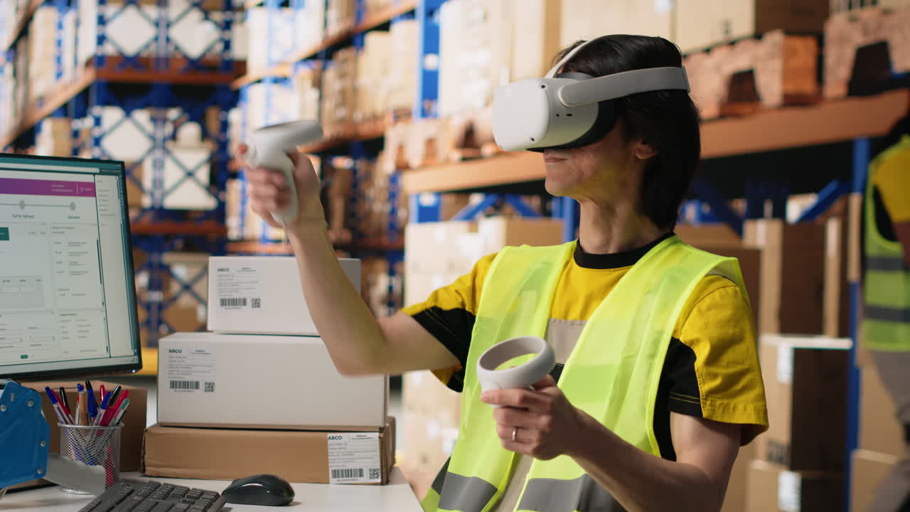 Vertical Video Worker uses a VR headset connected to AI for hands free inventory control