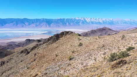 Aerial of the vast Owens Valley region reveals the Eastern Sierras of California and Mt Whitney in distance 2