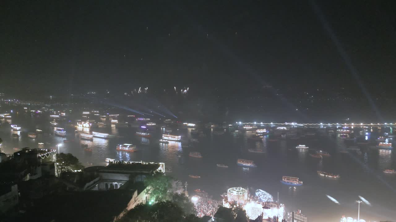 Aerial View of Dev Deepawali Varanasi Fire Cracker