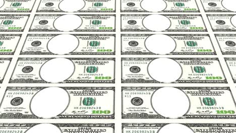 los billetes de 100 dólares sin cara en 3d. en bucle.