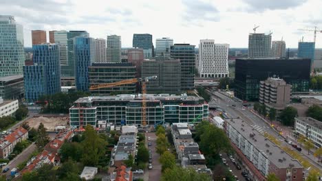 Aerial-View-Of-Zuidas-Business-District-Of-Amsterdam-In-The-Netherlands