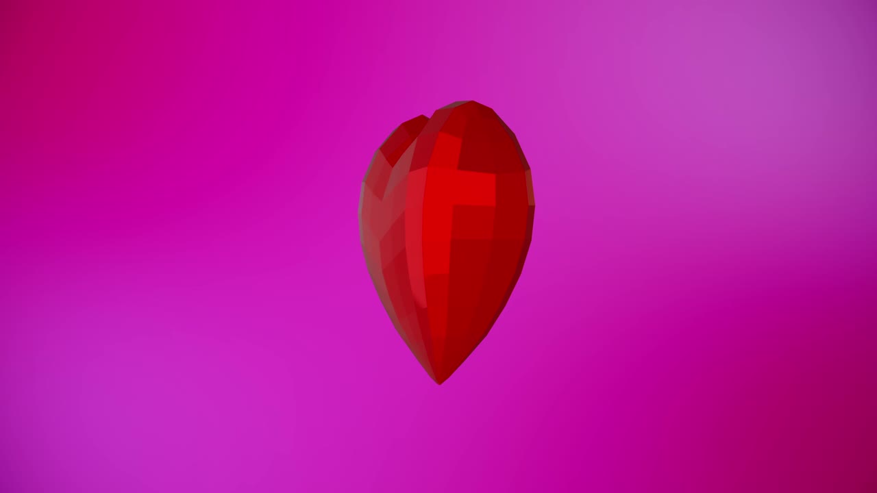 Fundo de Feliz Dia dos Namorados com coração poligonal vermelho para o evento do Dia dos Namorados. Animação em loop 4K