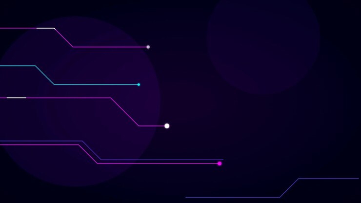 Abstract Digital Circuit Lines Moving on Dark Background