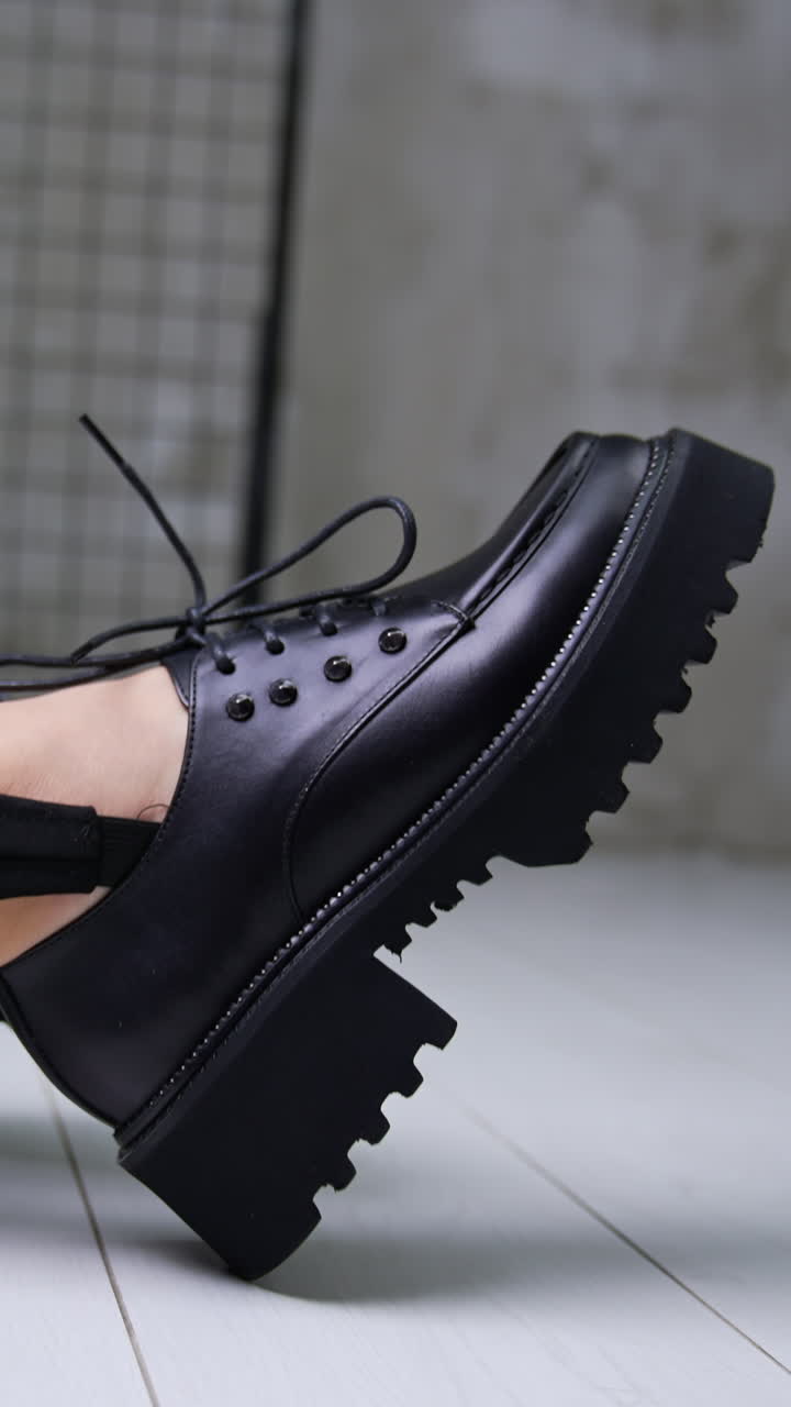 Stylish Black Platform Lace-Up Shoes
