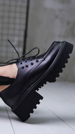 stylish black platform lace-up shoes