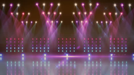 colorful stage lights and reflections animation over concert stage background