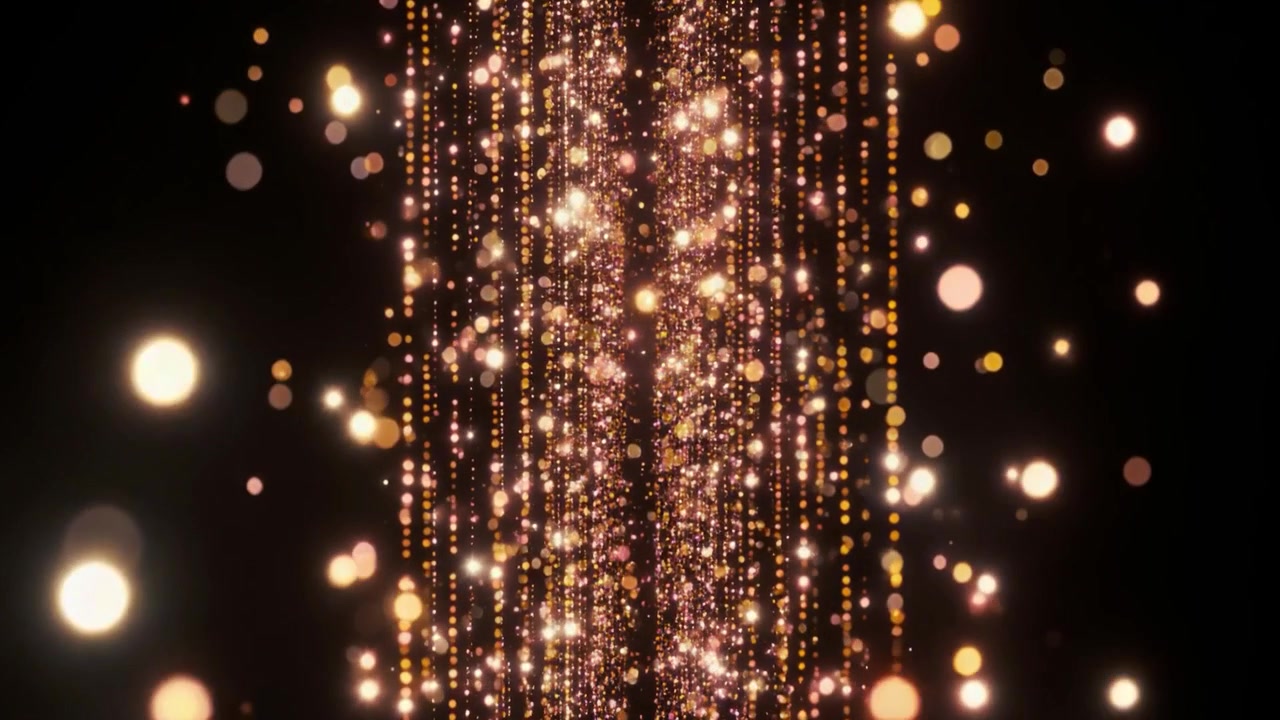 Sfondo Astratto di Particelle Dorate Cadenti e Scie Luminose Brillanti