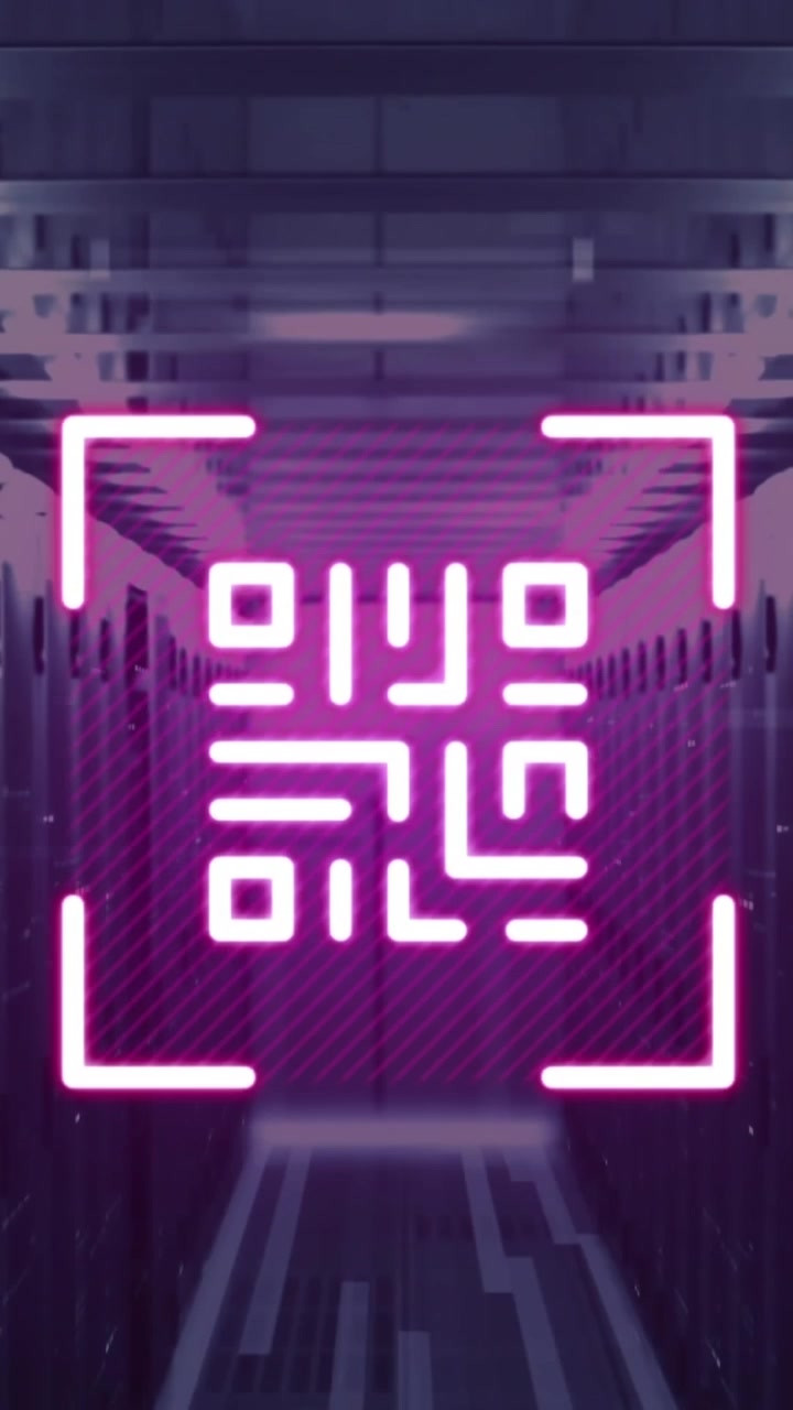 Animation of qr code and data processing over computer servers