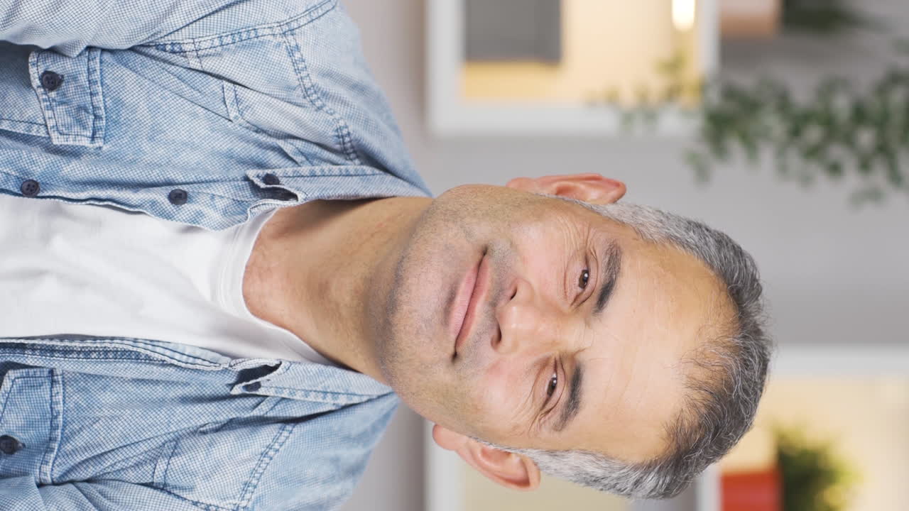 Vertical video of Emotional man.
