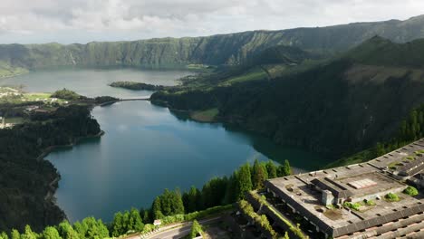 fly over monte palace hotel to sete cidades lagoon são miguel, azores