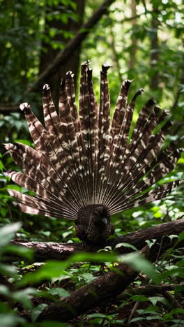 forest bird with fantail display