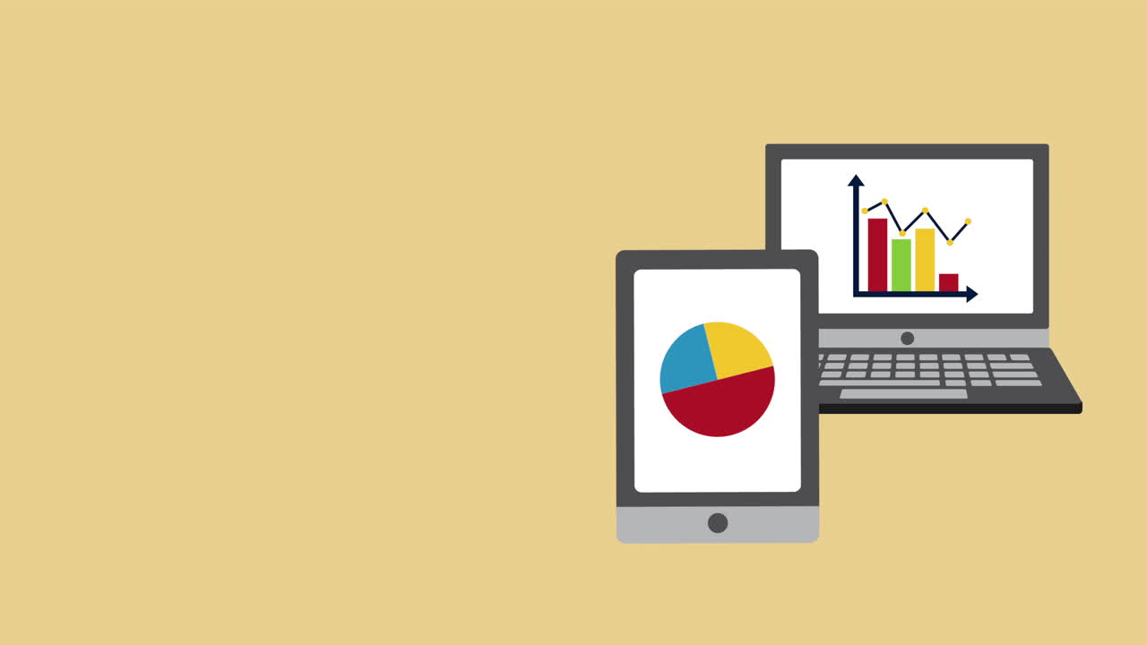portátil con estadísticas y tableta