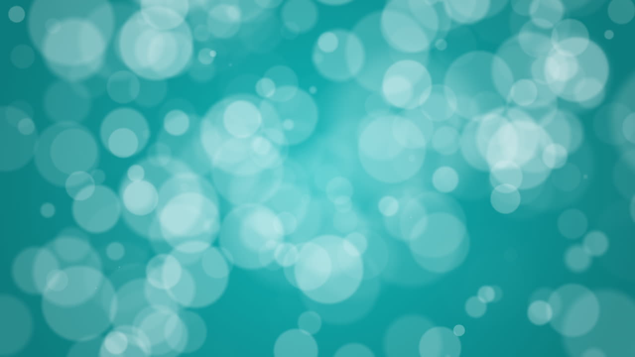 Blue abstract background with fast chaotically moving blurred circular bokeh. Looped animation.
