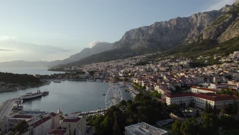 coastal town of makarska in croatia at sunset