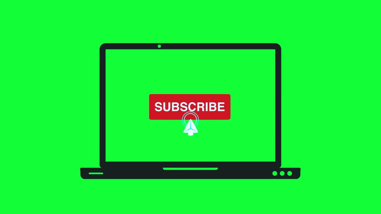 Animated Mouse Cursor Clicking Subscribe Button on Laptop Screen
