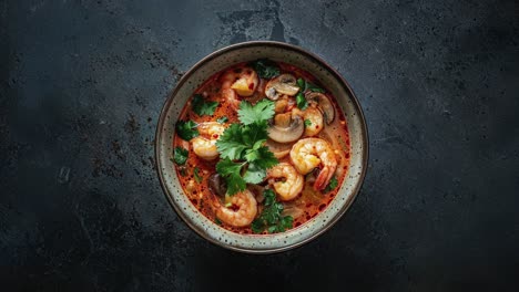 sopa de tom yum con camarón