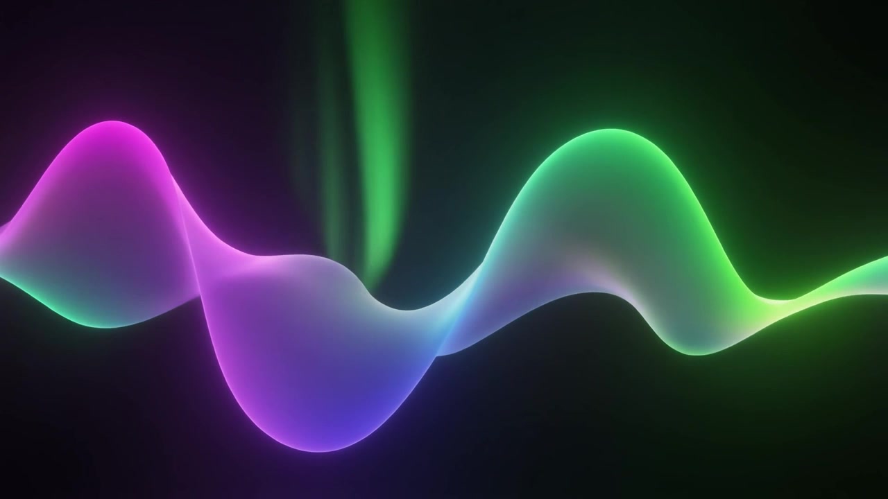 Abstract Glowing Wave Motion with Purple and Green Gradient