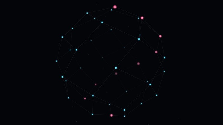 Abstract Digital Sphere with Glowing Nodes and Connecting Lines
