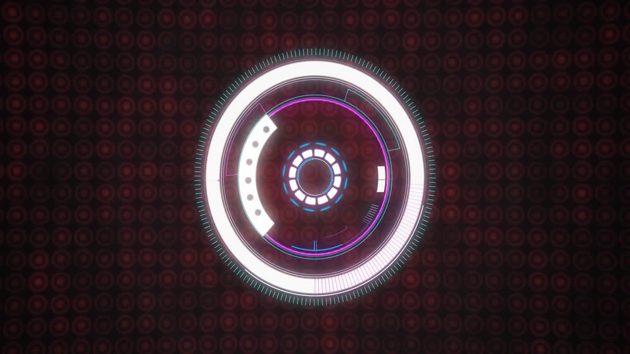 elementos giratorios en interfaz circular futurista, animación de tecnología digital