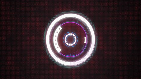 rotating elements in futuristic circular interface, digital technology animation