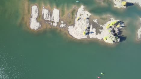 Aerial-footage-of-a-Lake-Natoma-spur-near-Folsom,-California