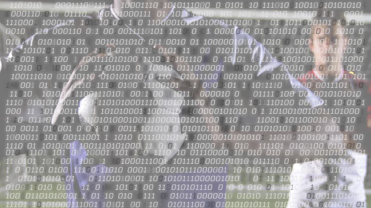 Soccer player holding ball initiating tech code stream, revealing teammate and jogging toward net